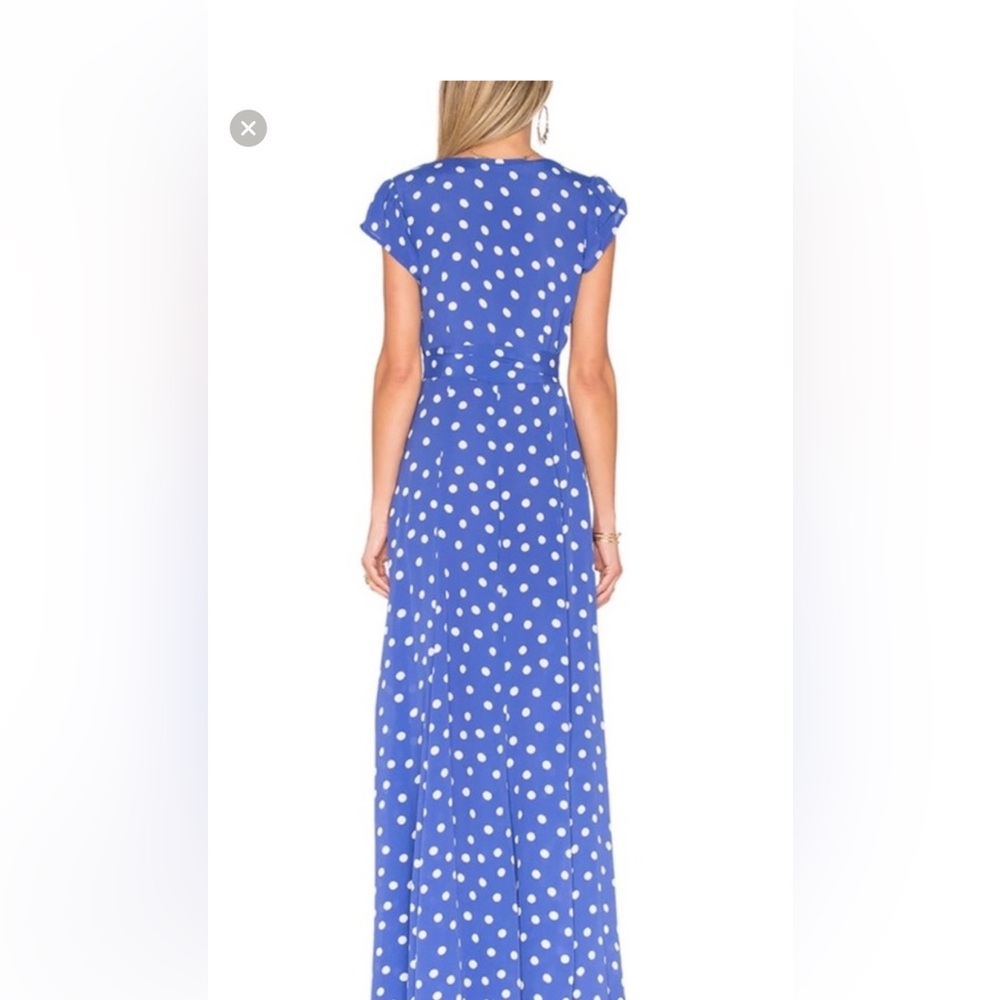 Tularosa Sid wrap dress in  Blue Polka Dot XS
